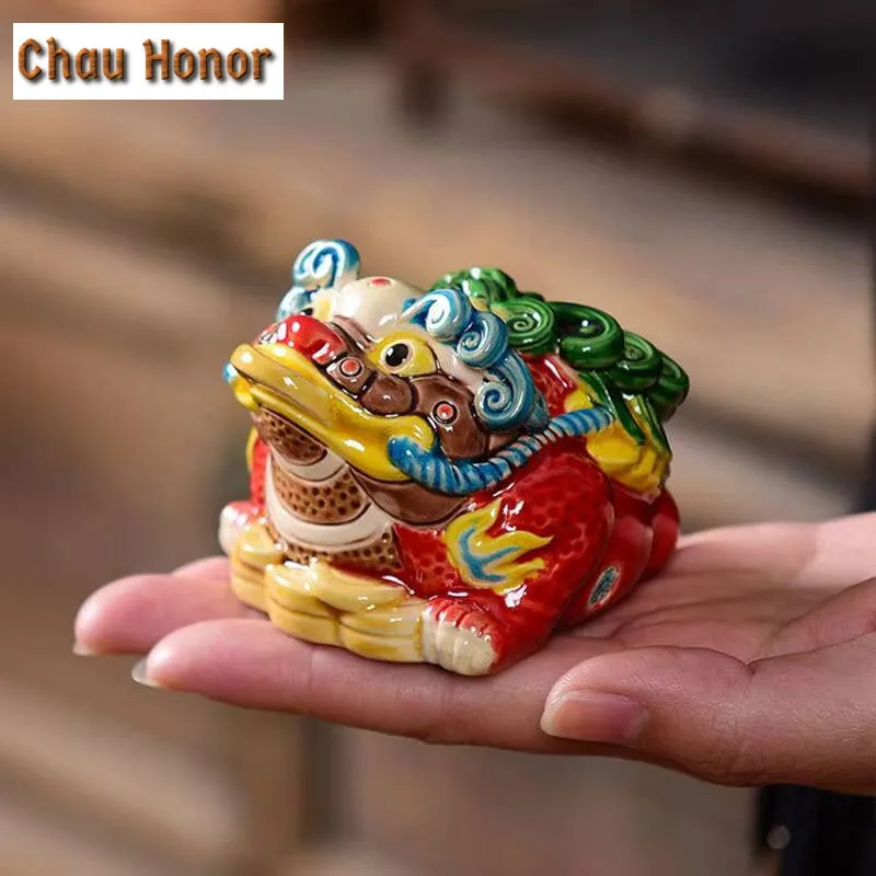 Boutique Tea Pet Creative Decorations For Household Ceramics Toad Statue Tea Ceremony Accessories Craft Figurine Customized Gift