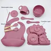 Dinosaur Children Dishes Plate Baby Feeding Set Personalized Name Silicone Tableware For Kids Toddlers Training Bowl Baby Stuff 3