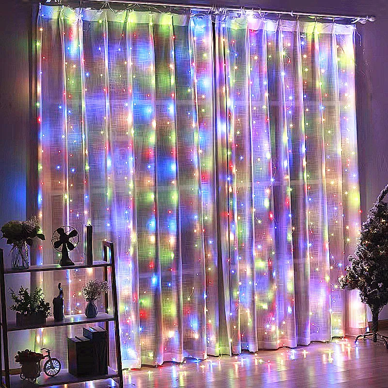 Sac476cc6467c410fb53d0c3adf92af52L 3x3/4x3/6x3m LED Curtain String Lights Christmas Garland Fairy Light Festoon Led Light Wedding Home Bedroom Decoration Lighting