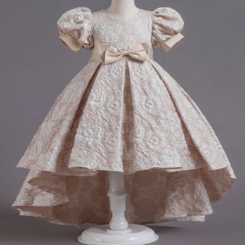Kid Girls Elegant Wedding Pearl Petals Girl Dress Princess Party Pageant Long Sleeve Lace Tulle for 3-12 Yrs girls dress maxi dress princess costume kids clothes
