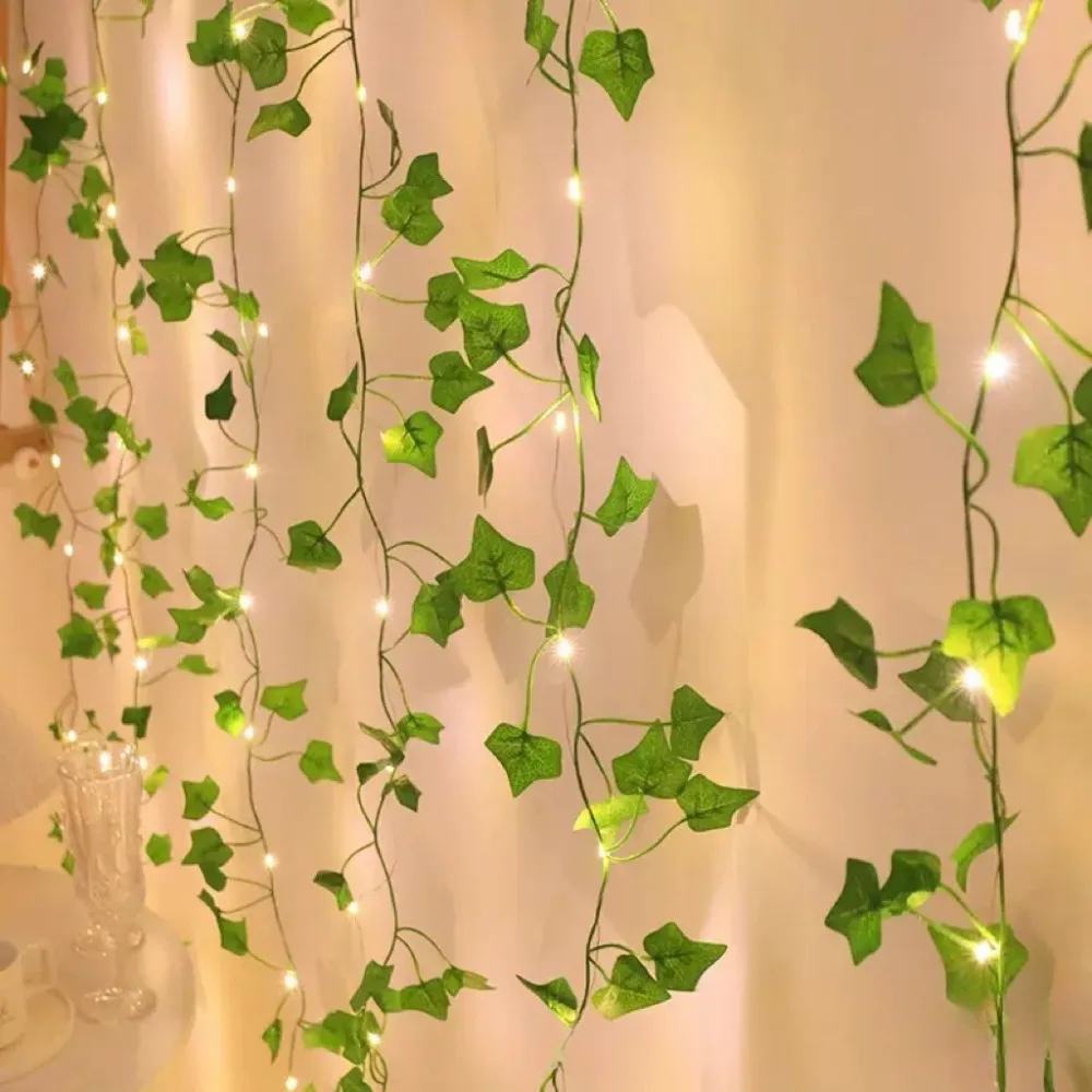 Enchanting USB Ivy Leaf Curtain String Light – 100 LED Warm Ambiance