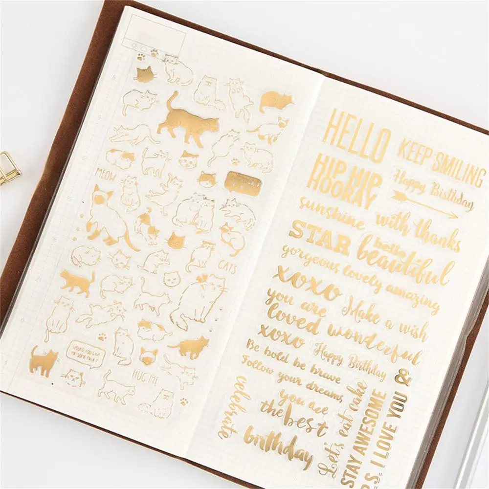 

Scrapbooking Cat Letter Hand Account Golding Twinkle Stickers Album Stickers Bronzing Gold Sticker Stationery Sticker