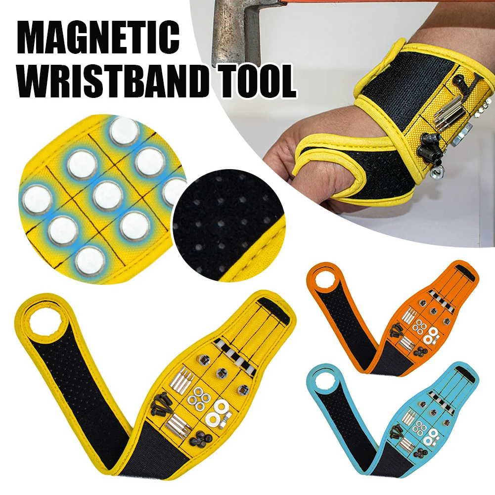 Magnetic Wristband with Strong Magnets Holds Nails Drill Bit Gift for Father Boyfriend Belt Screw Holder Tool Storage Wrist best tool bag