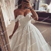 Elegant A-Line Princess Wedding Dresses Off The Shoulder Lace Appliques Bridal Gowns Boho Beach Tulle Wedding Dress Plus Size 2