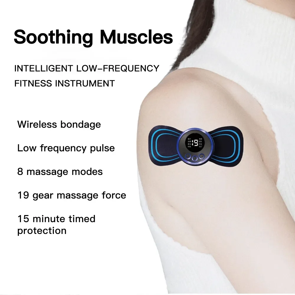 electric body massager lcd display ems neck massager 6 mode cervical massage patch portable relief pain pulse muscle stimulator LCD Display EMS Neck Massage Electric Massager Cervical Neck Back Patch 8 Mode Pulse Muscle Stimulator Portable Relief Pain