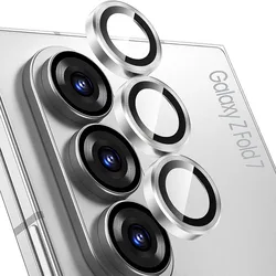 Premium Aluminium Alloy Tempered Glass Camera Lens Protector - Galaxy Z Fold 3 (Silver)