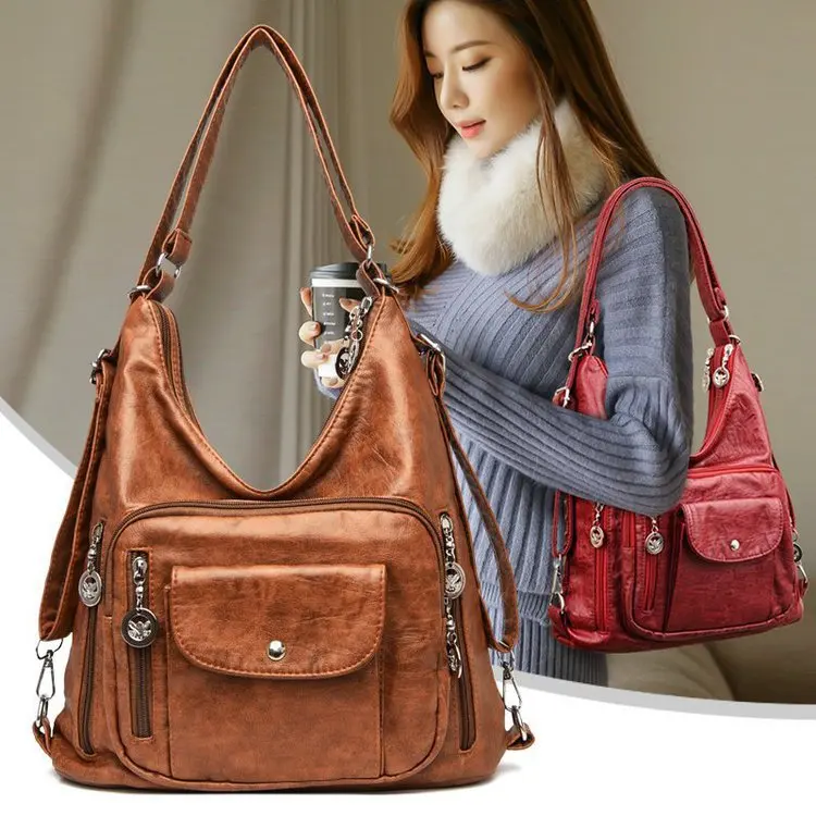 

Large Backpack Multifunction Women Backpacks Leather School Bags for Teenage Girls Shoulder Bag Ladies Travel Backpack Mochilas