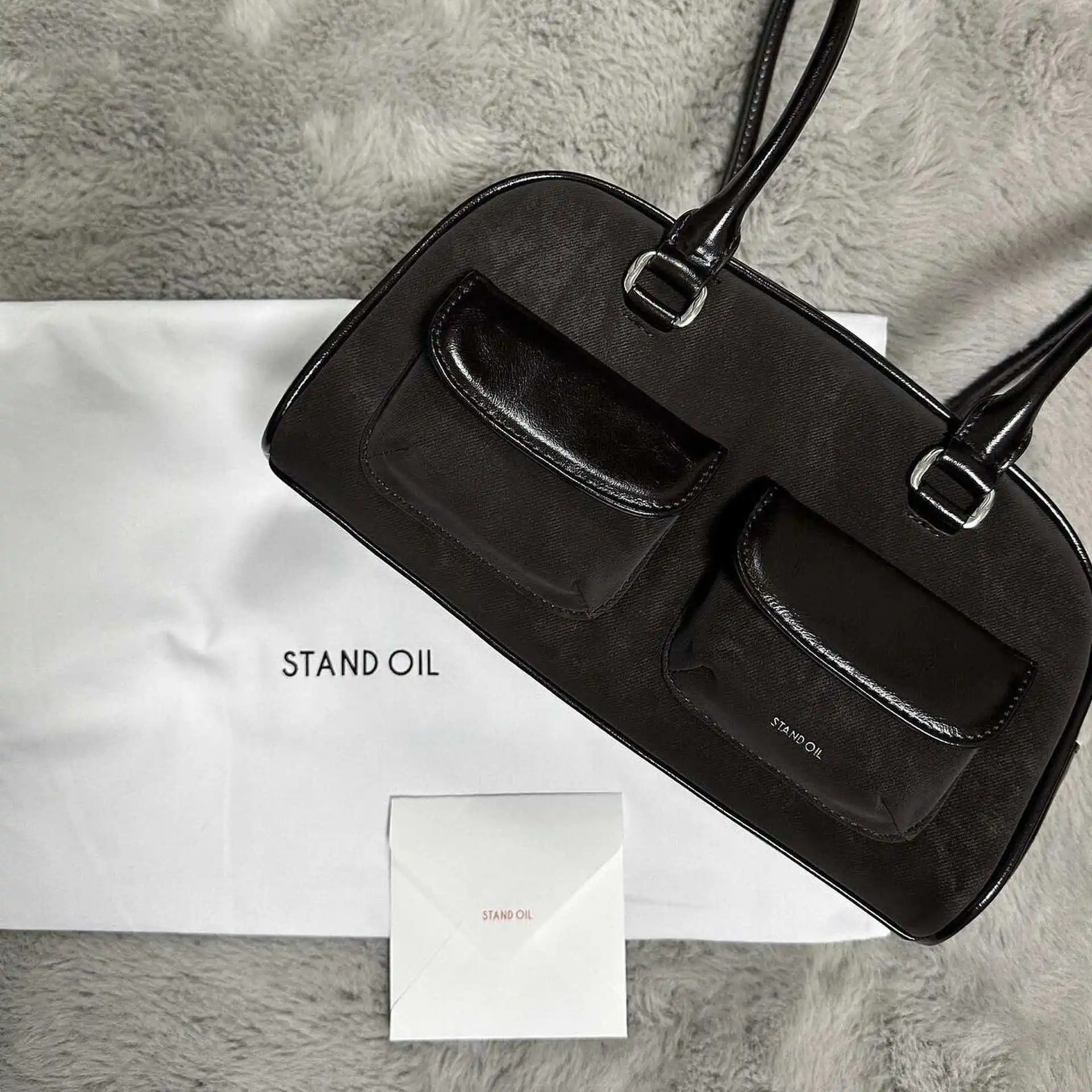 Stand Oil Chubby Bag Xu Yunzhen Same Style Bowling Bag Korean Designer Fashion Brand Women Handbag Minimalist Lady Underarm Bag
