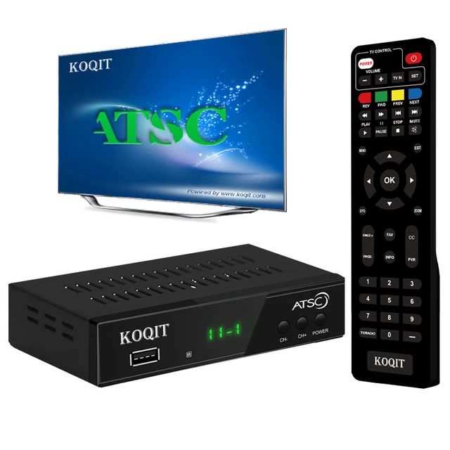  NUNET Caja convertidora de TV digital a analógico ATSC  Reproductores multimedia de transmisión HD TV Box PVR DVR Grabador de  horario con antena aérea, control remoto actualizado con botones de control