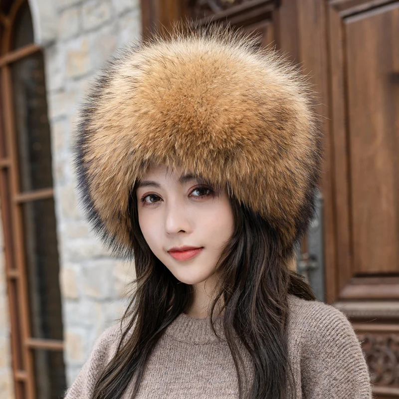 Winter Real Fox Fur Hat Women Natural 