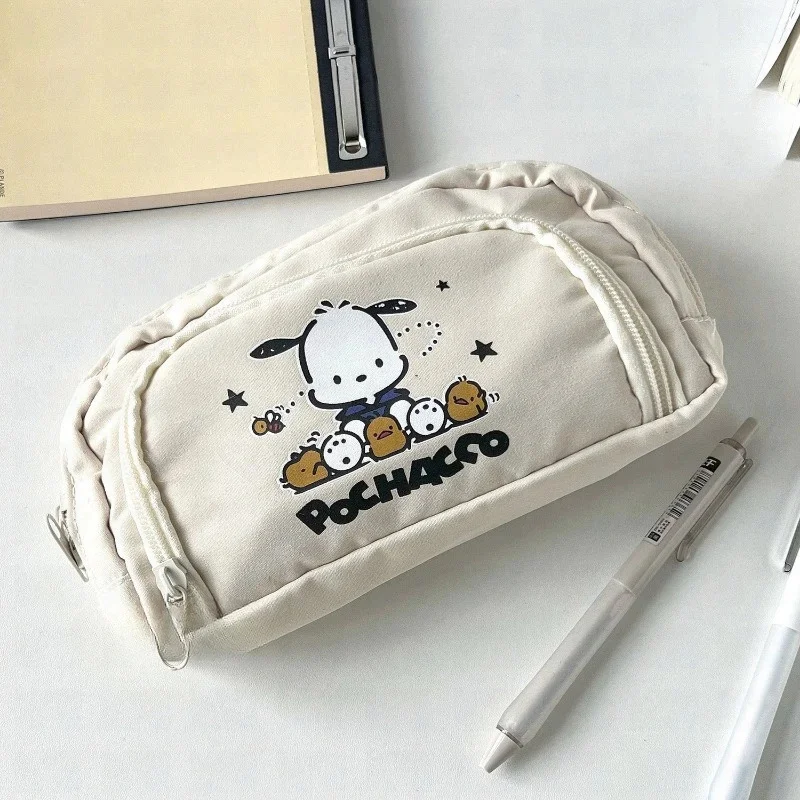 Pochacco Sanrio Anime Kawaii Pen Bag Cute Cartoon Student Pencil Box Stationery Case Large Capacity Cosmetics Storage Bag Gifts stationery