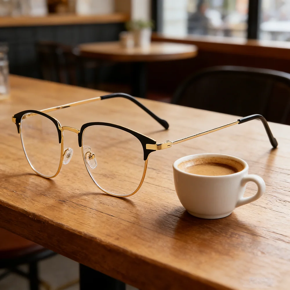 Fashion unisex square Plain glasses for men women Metal frame glasses for party eyeglasses Gentle Black eyebrow frame