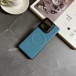 Premium Soft Silicone Carbon Fiber Magnetic Protective Back Cover Case for Edge 50 Fusion (Light blue)
