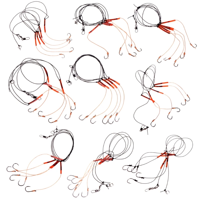 

Рыболовные снасти из нержавеющей стали, приманки, веревочные снасти, поворотные рыболовные крючки с 5 крючками