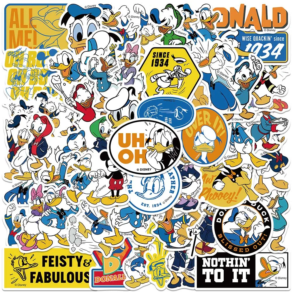 

50PCS Disney Cartoon Cute Donald Duck Classic Stickers Aesthetic DIY Decoration Laptop Bottle Luggage Toy Decals Sticker Kid