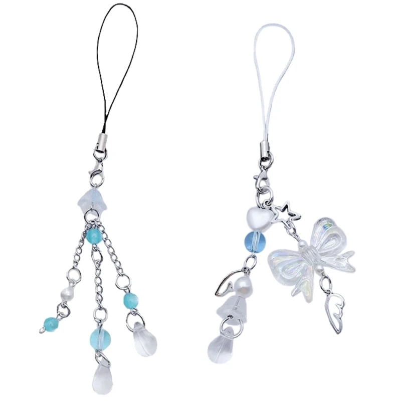 

Phone Lanyard Flower Backpack Pendant Keychain Blue Flower Phone Strap Ornament Dropship