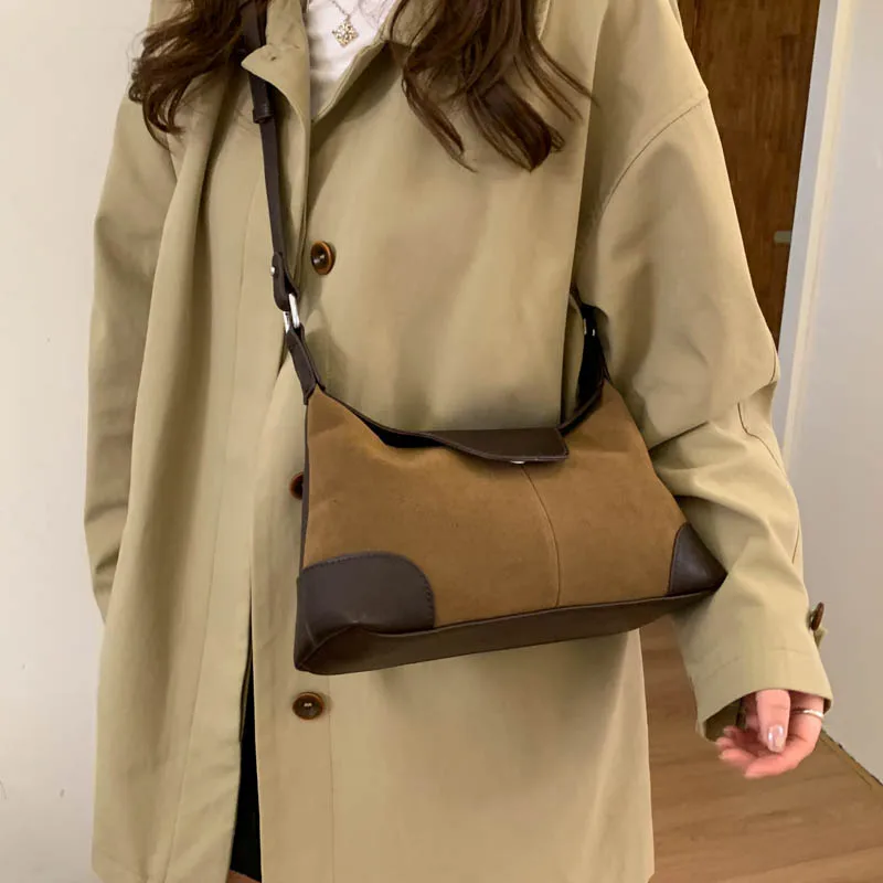 Borsa a Tracolla Casual da Donna con Molteplici Cerniere, Borsa a Tracolla Decorativa, Borsa a Mano Sottobraccio di Grande Capacità alla Moda per Uso Quotidiano - immagine 4