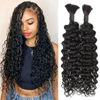 Deep Wave Bulk Human Hair for Bohemian Braids Featuring No Weft for Wet And Wavy Styles Natural Braiding Curly Hair Extensions 1
