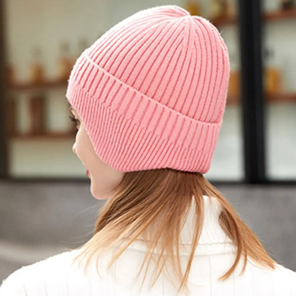 Nachahmung Kaninchen Samt Männer Frauen Unisex Winter Hut Gestrickte Woolen Beani Hut Ohrenschützer Gehörschutz Warme Thermische Radfahren Ski Cap – Detail 11