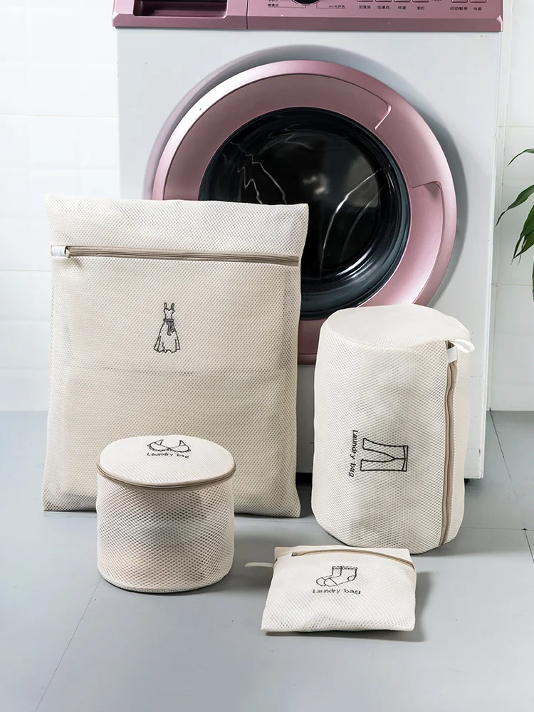 

Gray Zipper Mesh Wash Bags Household Washing Machine Bag For Laundry Underwear Bra Socks Dirty Clothes Organizer Laundry Basket