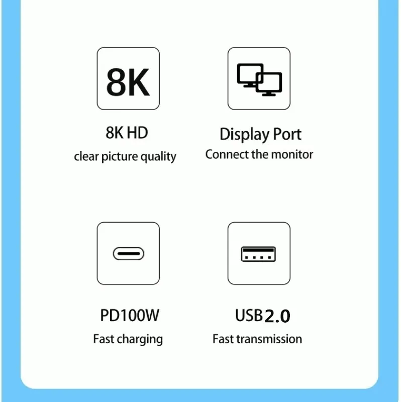 8K usbŸ c-displayport ŷ ̼ (USB  PD Ʈ ), 100W 3  1 DP  8K @ 60Hz, 4K @ 144Hz , ƺ 