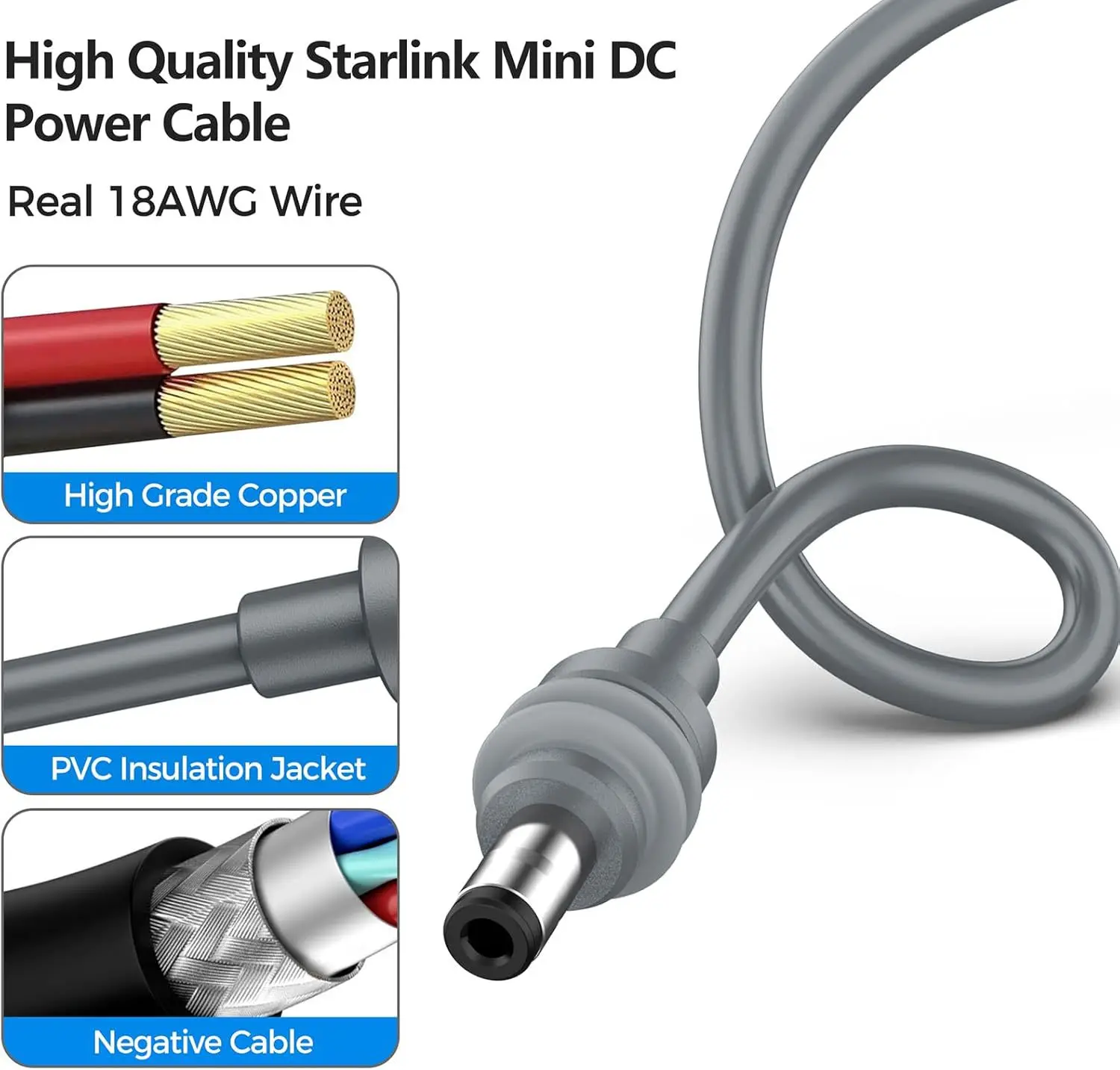 Wasserdichtes Starlink Mini 20V/5A 100W USB C Buchse auf DC5521 Stecker Stromkabel 18AWG Mini Typ-C Ladekabel für Starlink Mini – Detail 8