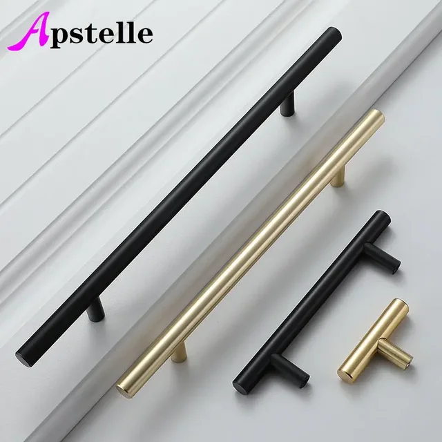 Apstelle สีดํา Golden ตู้จับแปรงสแตนเลสสตีลตู้ประตู KNOB เฟอร์นิเจอร์ลิ้นชักดึงบาร์ Handle 2