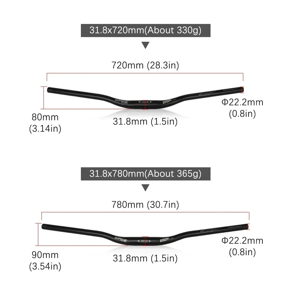 Mountain Bike Handlebar Aluminum Alloy 720mm 780mm MTB Bicycle Diameter 31.8mm Bicycle Accessories WAKE
