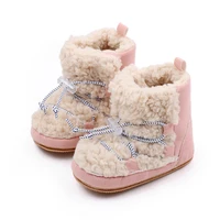 EWODOS Newborn Baby Girls Snow Boots Coral Fleece Winter Warm Ankle Boots Toddler Baby's Anti-slip Walking Shoes Baby Shoes 4