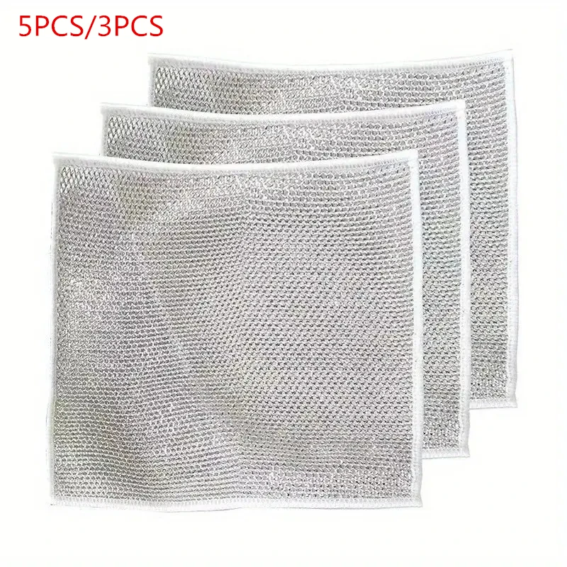 Multipurpose Wire Dishwashing Rags for Wet and Dry Kitchen Washcloths Strong Absorbent Wire Dish Towels Dishes Cleaning Rags