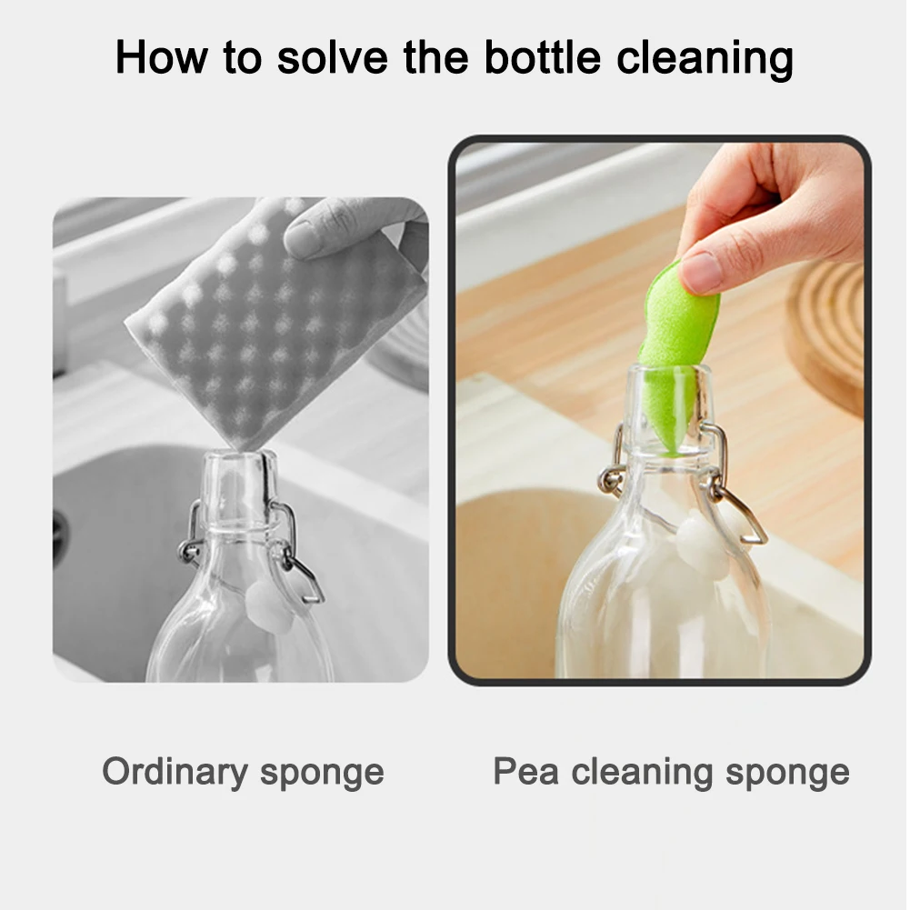 6pcs Reusable Bottle Cleaning Sponge Lightweight Soft Aluminum Ceramic Ball Pea Shape Kitchen Tool 4