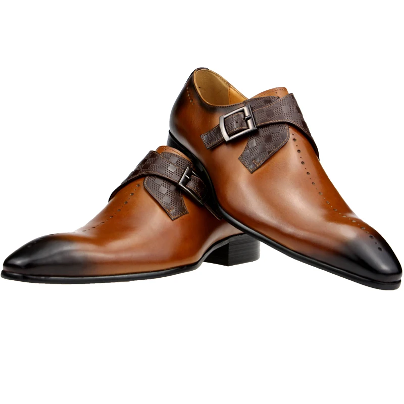 Men's Pointed Toe Brown Black Business Party Fashion Elegant Genuine Cow Leather Loafers Casual Shoes for Customized