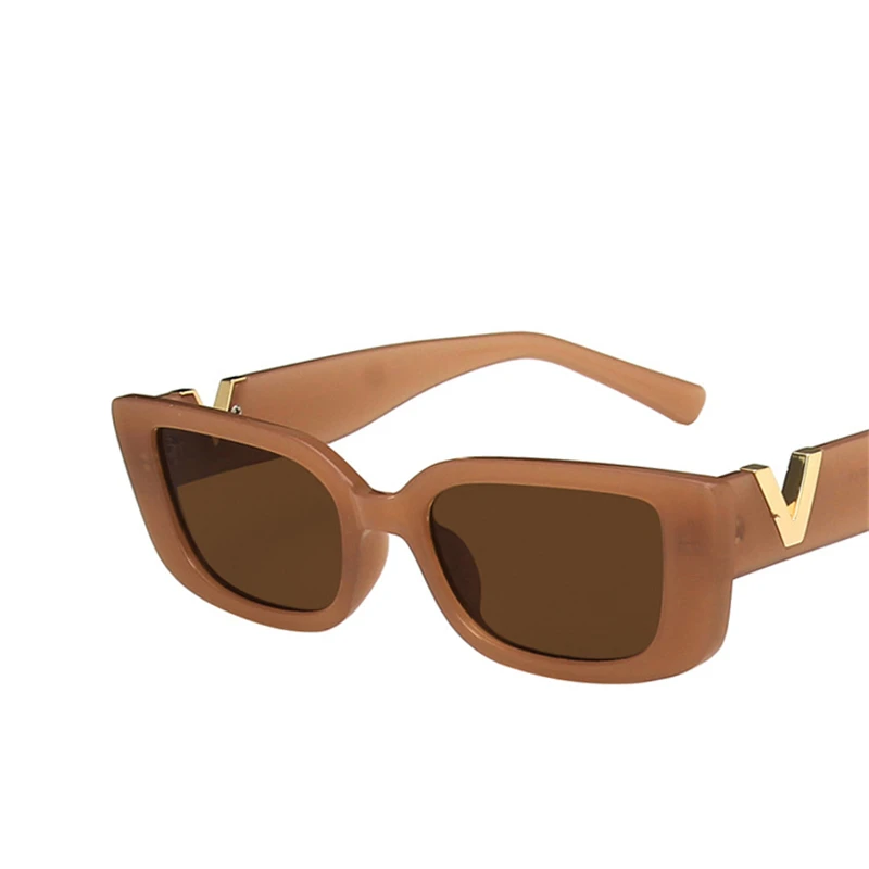 A pair of Retro Rectangle Women's Sunglasses with gold accents.