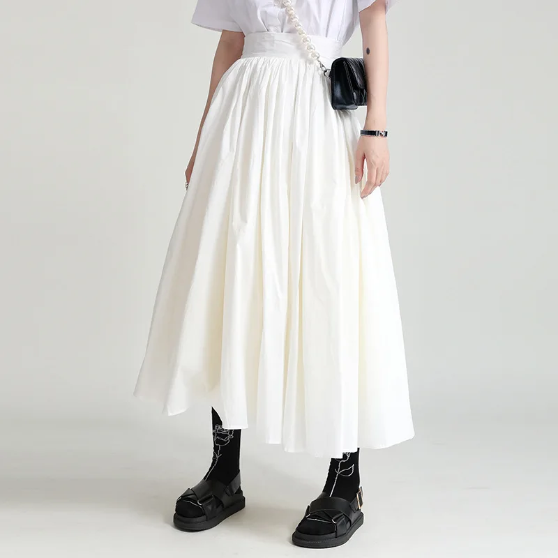 

Johnature 2024 Summer New Inner Patchwork Heavy Industry Fluffy White Skirts Fashion Multi-layer Large Swing A-line Skirts Women