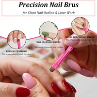 1/4pcs Brosse à ongles française 3-en-1 avec embouts multifonctionnels - Brosse fine pour nail art pour ongles en gel et acrylique, nettoyage précis 2
