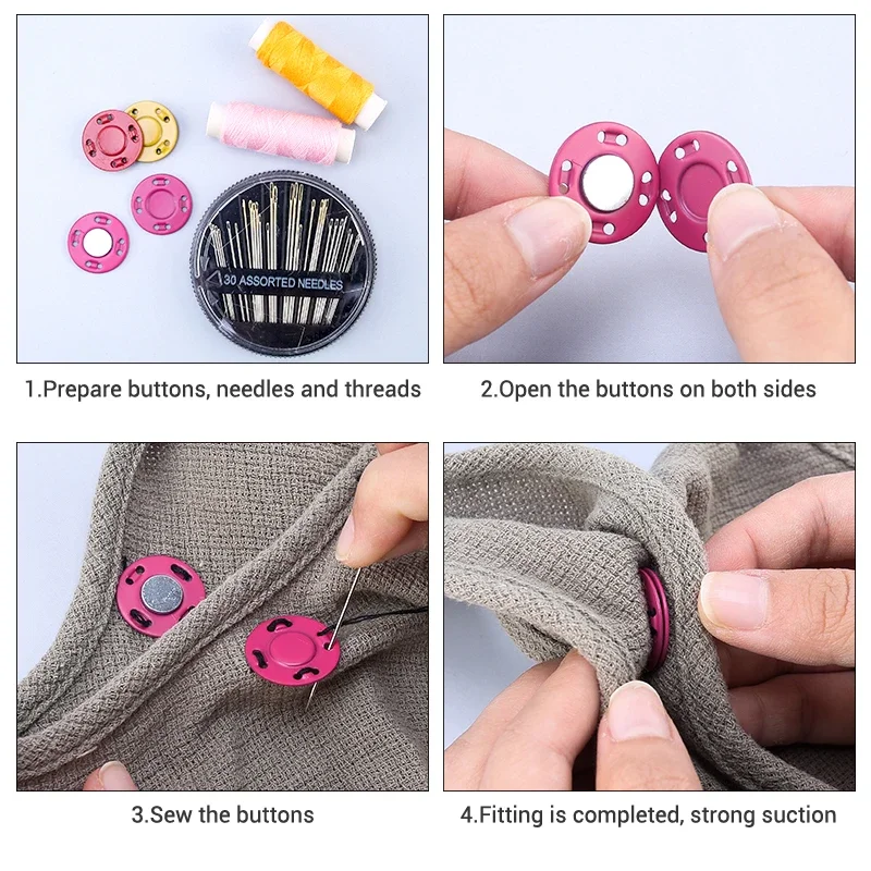 바느질 작업용 보이지 않는 단추 마그네틱 버튼, 재킷, 코트, 가디건, 가방용, 의류용 DIY 바느질 스냅 버튼, 5 쌍