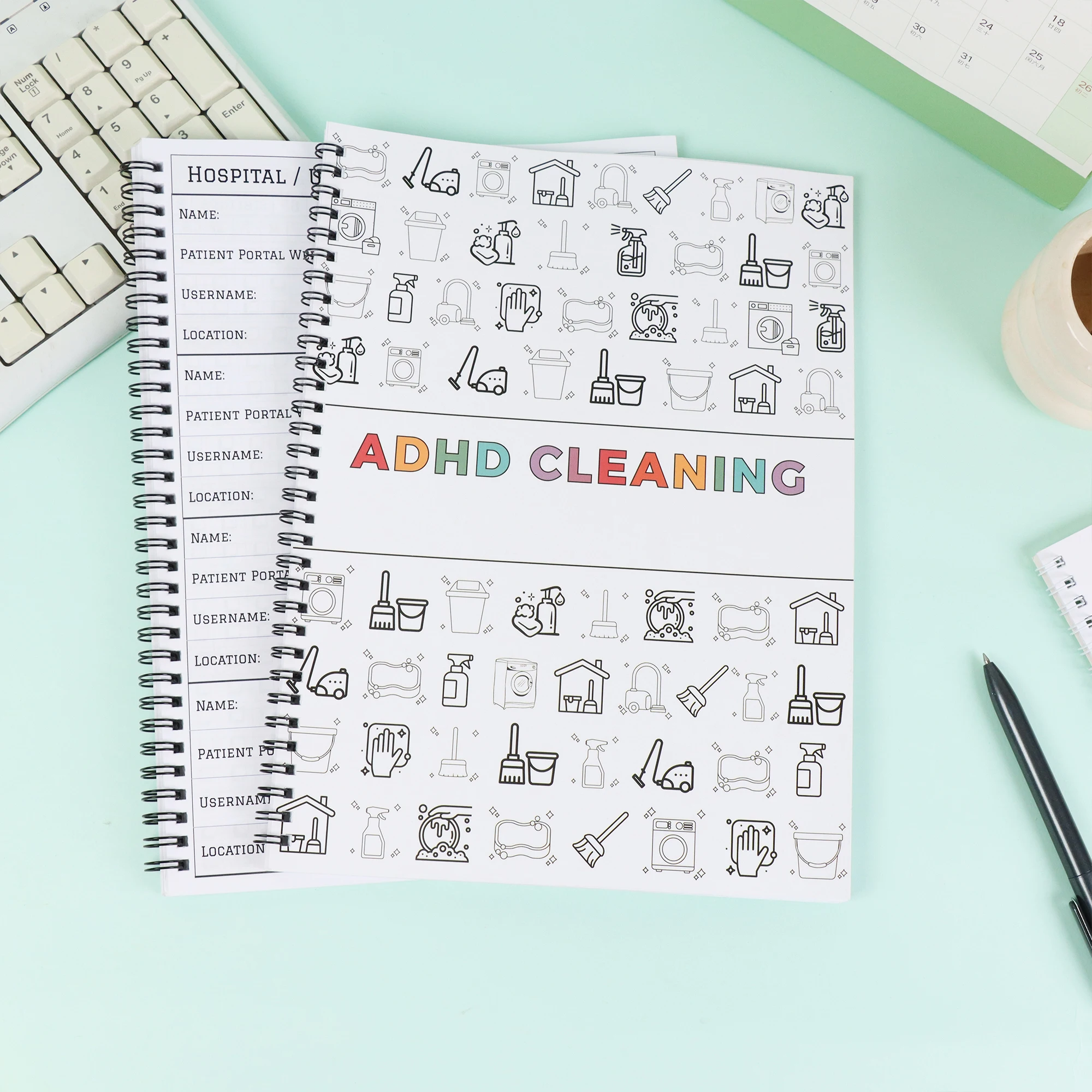 ADHD Cleaning Planner Bundle  Editable Canva Home Cleaning Schedule Weekly Monthly Yearly Cleaning Family Chore Chart 3