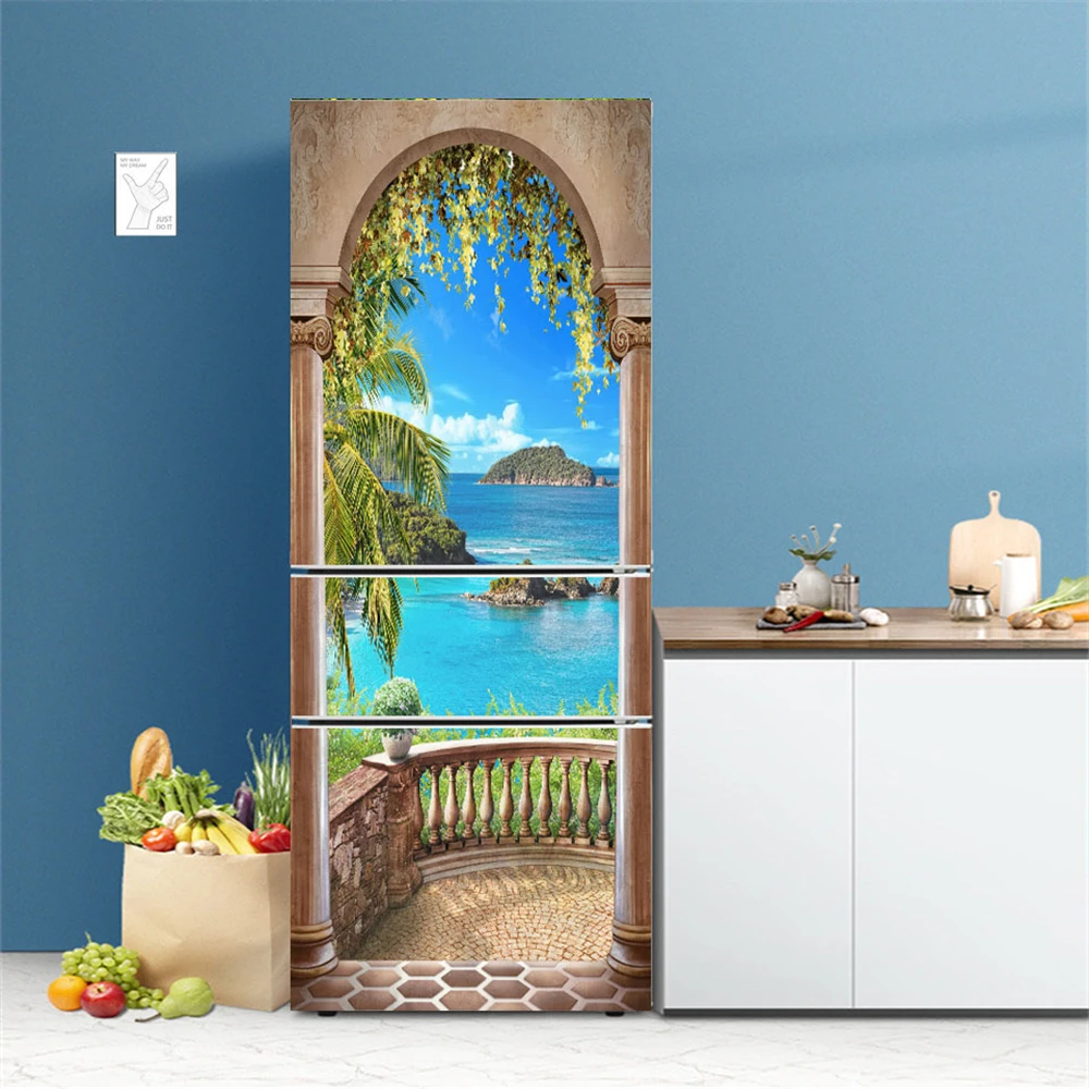 Self Adhesive Art Poster For Refrigerator Vinyl Waterproof Fridge Door Wrap  Wallpaper For Furniture Kitchen Decoration Accessory - AliExpress