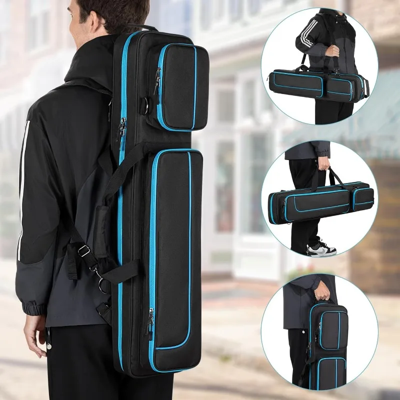 4x4 Pool Cue Case Hold Up to 4 Butts and 4 Shafts, Pool Stick Carrying Case with Front Accessories Pockets 5