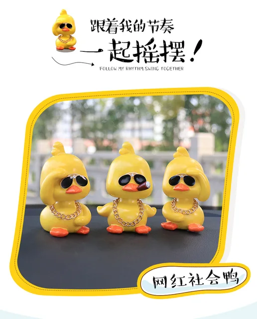 Muñeco Cabezón De Pato Amarillo Para Coche - Decoración Con Gafas, Balancea Cabeza, Regalo Divertido