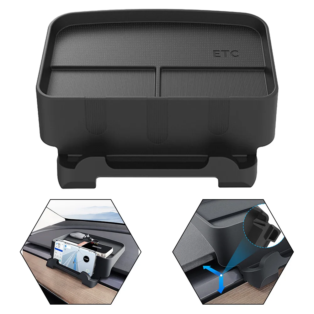 

Black Car Instrument Table Tray For Tesla Model 3 Y Cell Phone ETC Holder Air Vent Silicone Organizer Tissue Box Accessories