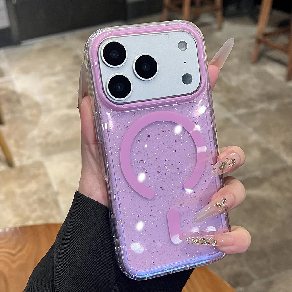 Jelly Glitter Shockproof MagSafe-Compatible Transparent TPU Case