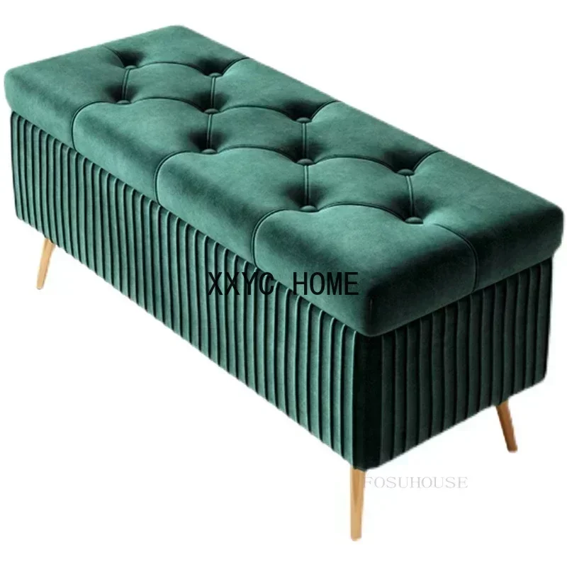 

Entrance Velvet Stools for Living Room Furniture Home Ottomans Nordic Storage Bench Bedroom Shoe Changing Stools Bed End Stool