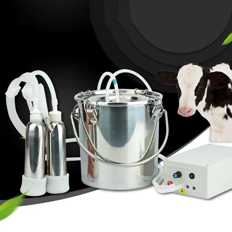

220V 5L Electric Milking Machine Pulsating Milking Machine Stainless Steel Double Heads Hose Milker Farm Livestock Tool