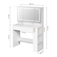 WOLTU 1 компл. туалетный столик для макияжа с регулируемым светодиодным зеркалом, 3-х уровневые боковые полки, комод для спальни, органайзер для ювелирных изделий — изображение 6