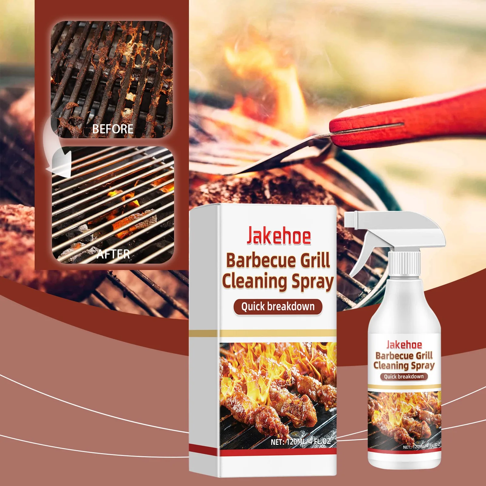 BBQ Grill Cleaning Brush Brick Block & Spray Fast Removal Stains Grease Barbecue Racks Cleanner Outdoor Kitchen BBQ Tools Set