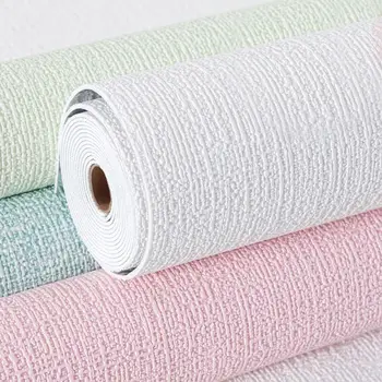 3D Imitation Linen wallpaper Self-adhesive Thickened Background wallpaper Bedroom Renovation Home Decor PVC Foam Wall Sticker