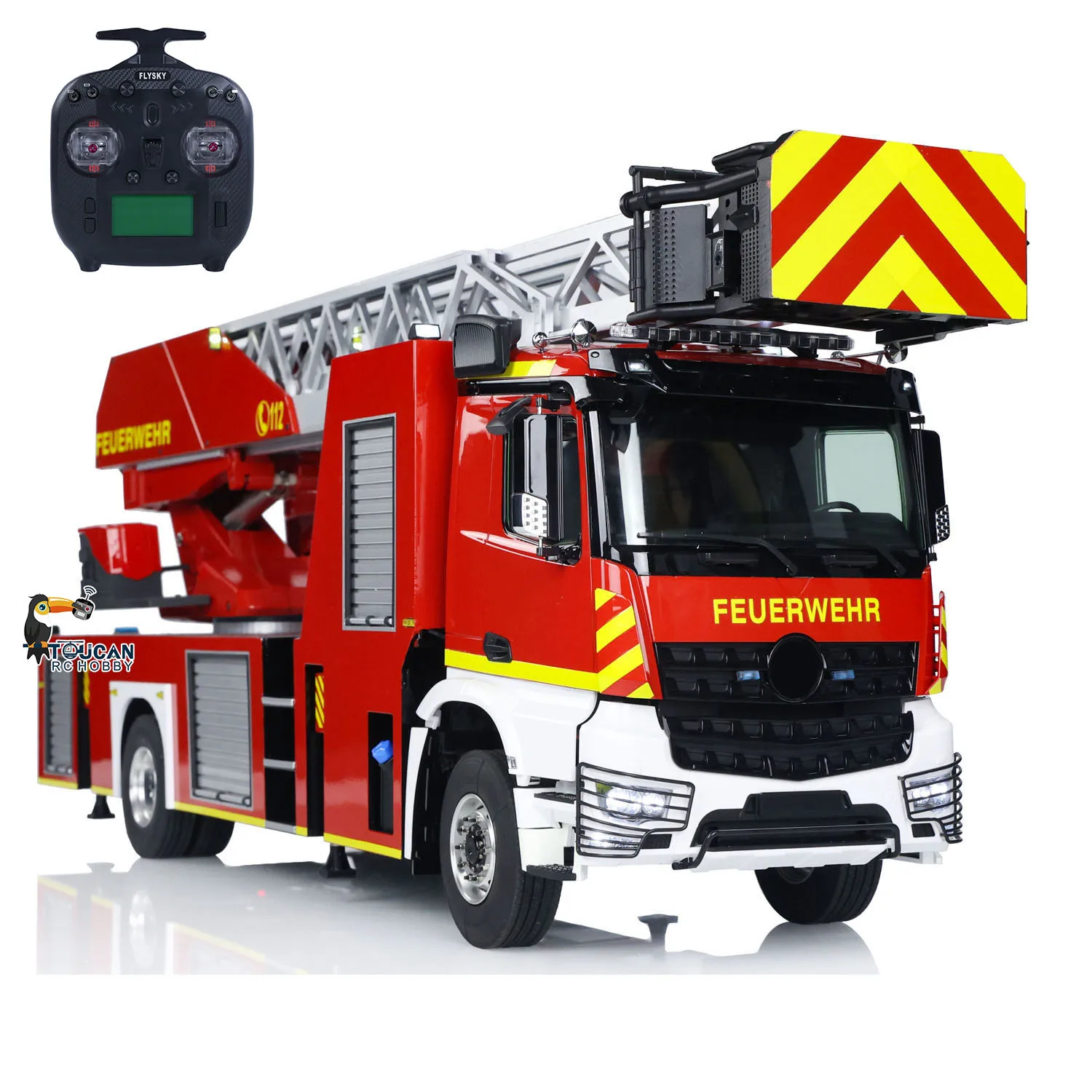 1/14 Metal Chassis 4X2 RC Fire Truck Electric Lift Ladder Car ST8 Radio 2Speed Sound Light Painted Finished Vehicle Toy for Boys 3
