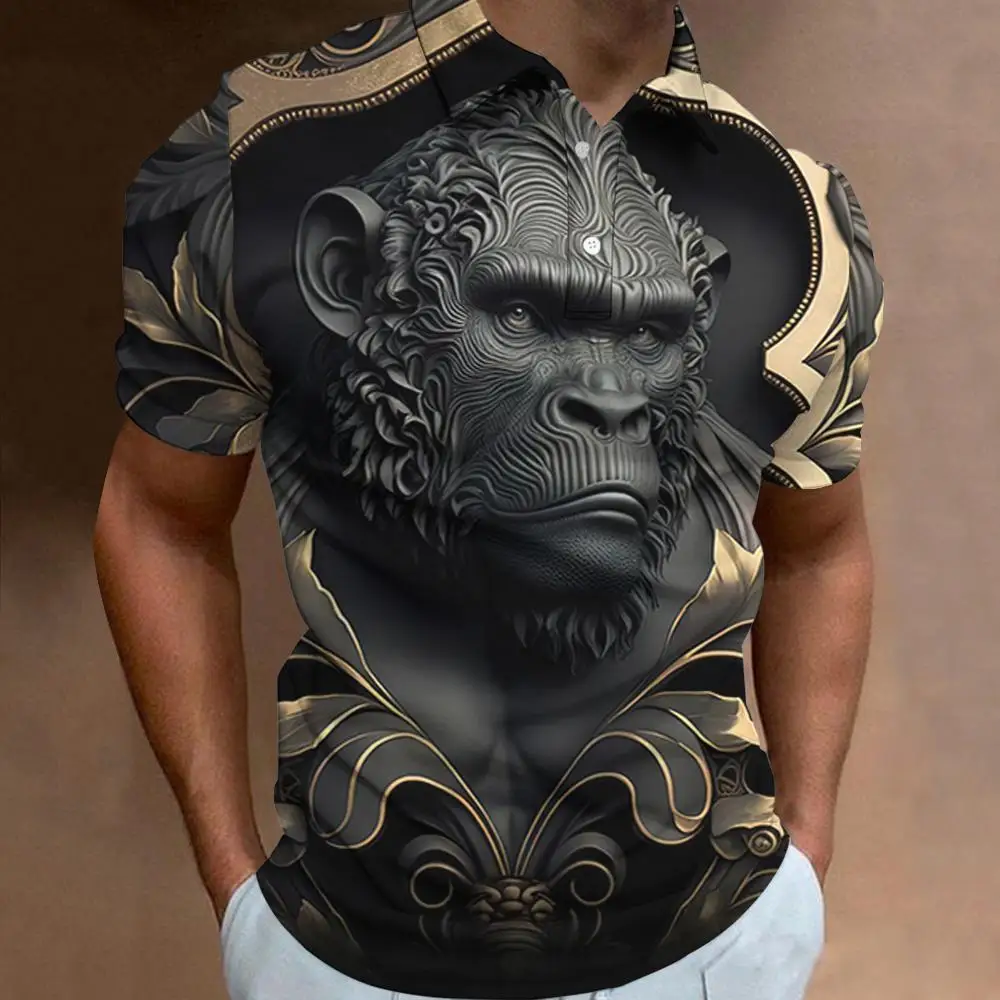 New 3d Animal Print Polo Shirt For Men Retro Men'S Polo T-Shirt - Main Image