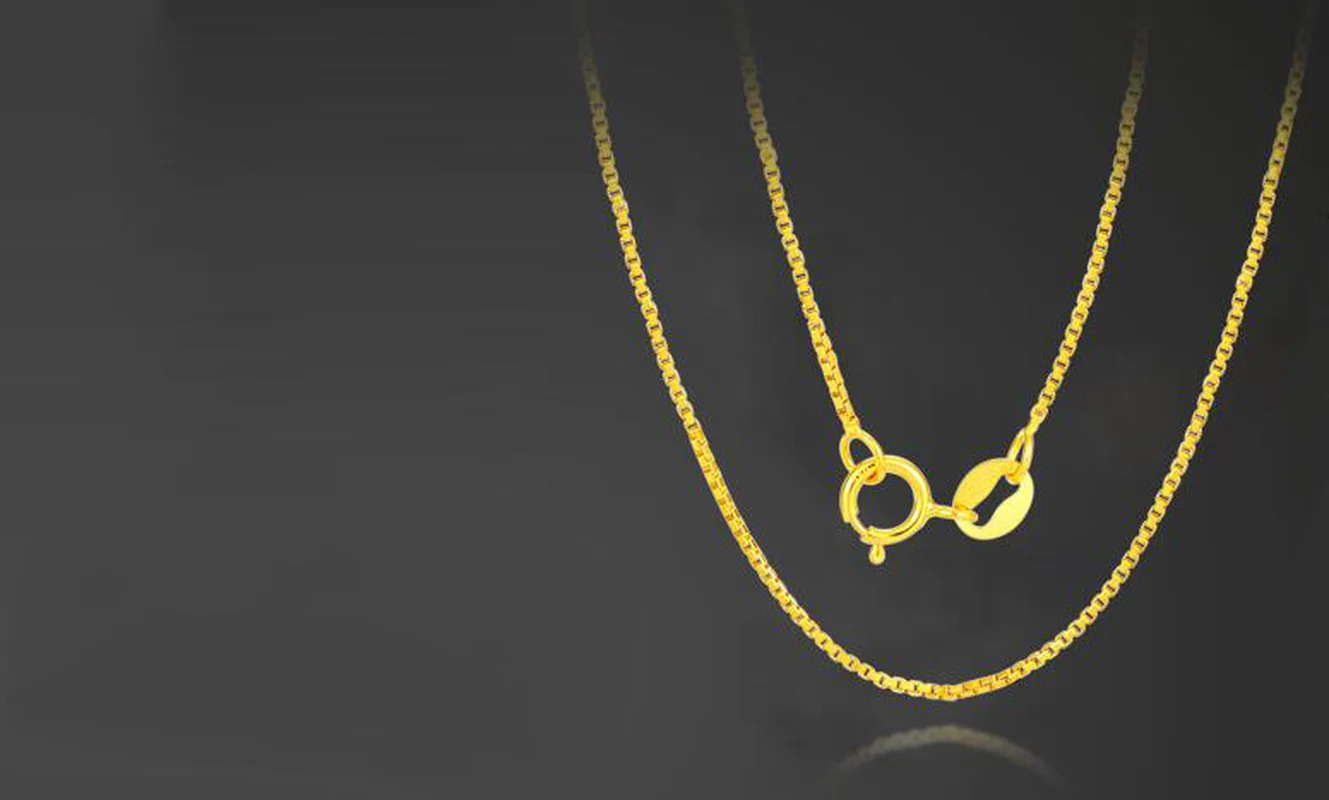 

Fancy 18K Real True Gold Rose/Yellow/White Box Chain Necklace for Women Girl AU750 Solid Genuine Link Fine Wedding Jewelry Gift